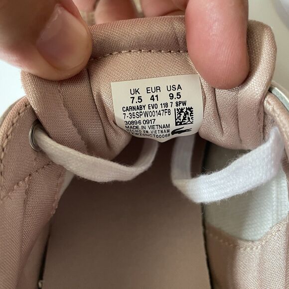 Lacoste Womens Carnaby EVO 118 7 SPW Metallic Pink White Sneaker Shoes Size 7.5 - Picture 8 of 8
